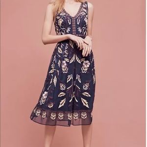 Anthropologie Moulinette Soeurs Embroidered Alicante Dress Rhine Stone Sz 4